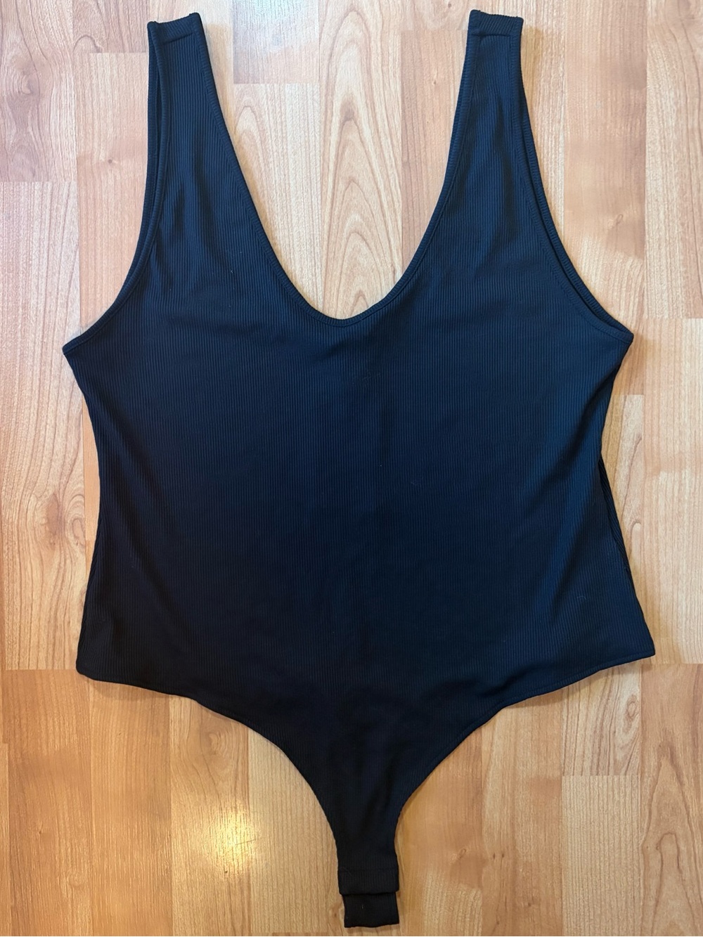 NWT H&M Black Ribbed Scoop Neck Bodysuit XL
